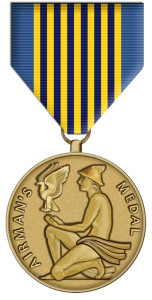 One of several Air Force awards established by Congress on July 6, 1960, takes the place of the Soldier's Medal for Air Force personnel. It is awarded to any member of the Armed Forces of the United States or of a friendly nation who, while serving in any capacity with the United States Air Force after the date of the award's authorization, shall have distinguished himself or herself by a heroic act, usually at the voluntary risk of his or her life but not involving actual combat. Illustration by Virginia Reyes of the Air Force News Agency. This image is 4x6 inches @200 ppi.